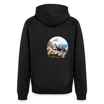 Albatross Albatrosse Albatros - Unisex Premium Bio Zip Hoodie - Schwarz - Hinten - Nico (187cm)