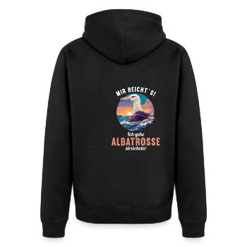 Albatross Albatrosse Albatros - Unisex Premium Bio Zip Hoodie - Schwarz - Hinten - Nico (187cm)