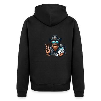 Lunettes de soleil Bigfoot et chat drôle cryptide - Veste à capuche bio Premium Unisexe - noir - Dos - Nico (187cm)