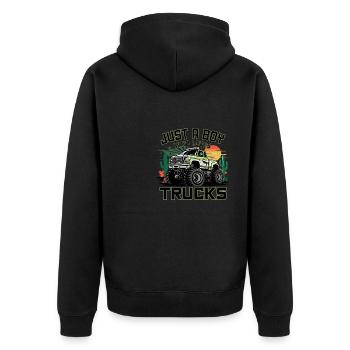 Monster Trucks für Jungs für Männer und Jungen - Unisex Premium Bio Zip Hoodie - Schwarz - Hinten - Nico (187cm)