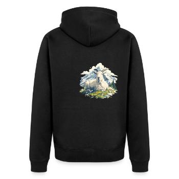 Alpine Goat Bergziegen Bergziege - Unisex Premium Bio Zip Hoodie - Schwarz - Hinten - Nico (187cm)
