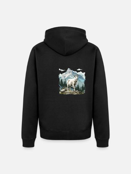 Alpine Goat Bergziegen Bergziege - Premium økologisk unisex-hættejakke - sort