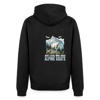 Alpine Goat Bergziegen Bergziege - Unisex Premium Bio Zip Hoodie - Schwarz - Hinten - Nico (187cm)