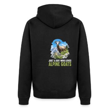 Alpine Goat Bergziegen Bergziege - Unisex Premium Bio Zip Hoodie - Schwarz - Hinten - Nico (187cm)