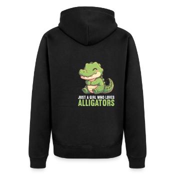 Alligatoren Alligator - Unisex Premium Bio Zip Hoodie - Schwarz - Hinten - Nico (187cm)