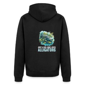 Alligatoren Alligator - Unisex Premium Bio Zip Hoodie - Schwarz - Hinten - Nico (187cm)