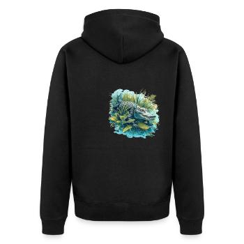 Alligatoren Alligator - Unisex Premium Bio Zip Hoodie - Schwarz - Hinten - Nico (187cm)