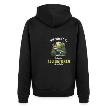 Alligatoren Alligator - Unisex Premium Bio Zip Hoodie - Schwarz - Hinten - Nico (187cm)
