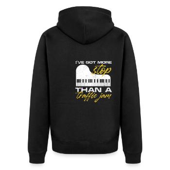 I've Got More Stops Than A Traffic Jam Organ - Unisex Premium Bio Zip Hoodie - Schwarz - Hinten - Nico (187cm)