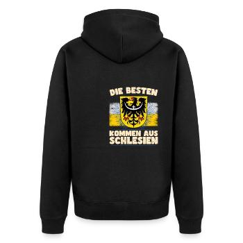 Schlesien Breslau Provinz Deutschland Region - Unisex Premium Bio Zip Hoodie - Schwarz - Hinten - Nico (187cm)