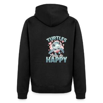 Funny Sea Turtle Animal Turtles Make Me Happy - Unisex Premium Bio Zip Hoodie - Schwarz - Hinten - Nico (187cm)