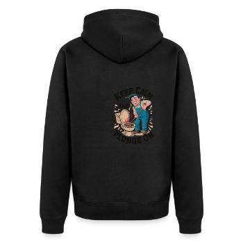 Lustiges Sanitär Abwasser Pömpel für einen - Unisex Premium Bio Zip Hoodie - Schwarz - Hinten - Nico (187cm)