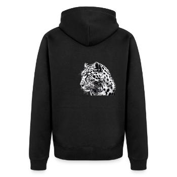 Leoparden Leopard - Unisex Premium Bio Zip Hoodie - Schwarz - Hinten - Nico (187cm)