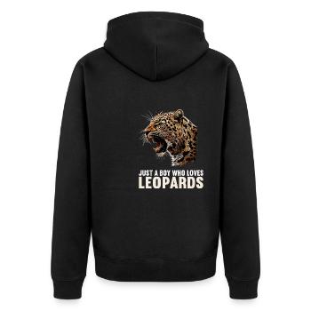 Leoparden Leopard - Unisex Premium Bio Zip Hoodie - Schwarz - Hinten - Nico (187cm)