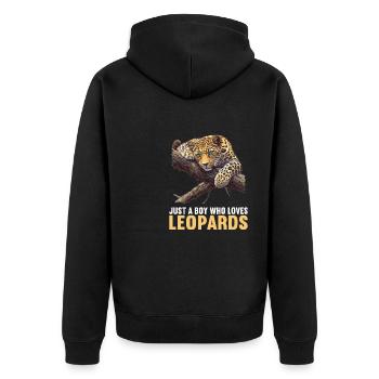 Leoparden Leopard - Unisex Premium Bio Zip Hoodie - Schwarz - Hinten - Nico (187cm)