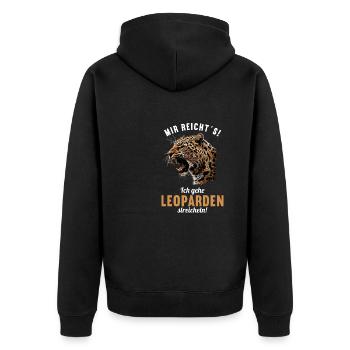 Leoparden Leopard - Unisex Premium Bio Zip Hoodie - Schwarz - Hinten - Nico (187cm)