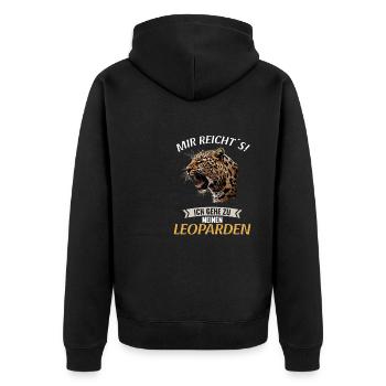 Leoparden Leopard - Unisex Premium Bio Zip Hoodie - Schwarz - Hinten - Nico (187cm)