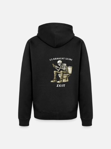 SKELETON TOILET TAKES TIME - Unisex Premium Organic Zip Hoodie - black