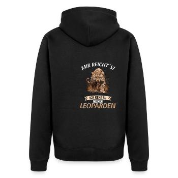 Leoparden Leopard - Unisex Premium Bio Zip Hoodie - Schwarz - Hinten - Nico (187cm)