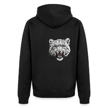 Snow Leopard Schneeleoparden Schneeleopard - Unisex Premium Bio Zip Hoodie - Schwarz - Hinten - Nico (187cm)
