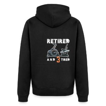 Retired and 3 Tired Triker - Unisex Premium Organic Zip Hoodie - black - Back - Nico (187cm)