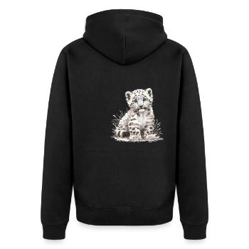 Snow Leopard Schneeleoparden Schneeleopard - Unisex Premium Organic Zip Hoodie - black - Back - Nico (187cm)