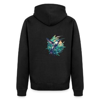 Hummingbird Kolibris Kolibri - Unisex Premium Bio Zip Hoodie - Schwarz - Hinten - Nico (187cm)
