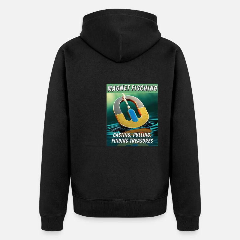MAGNETFISCHING CASTING PULLING FINDING - Unisex Premium Organic Zip Hoodie - black
