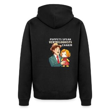 BAUCHREDNER PUPPETS SPEAK VENTRILOQUISTS - Unisex Premium Bio Zip Hoodie - Schwarz - Hinten - Nico (187cm)