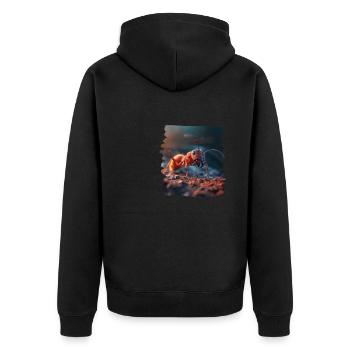 Ant Ameisen Ameise - Unisex Premium Bio Zip Hoodie - Schwarz - Hinten - Nico (187cm)
