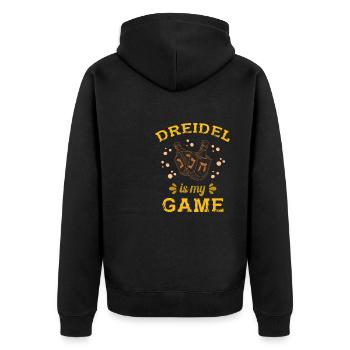 Dreidel Hebräisch Juden Judentum Israel Thora - Unisex Premium Bio Zip Hoodie - Schwarz - Hinten - Nico (187cm)