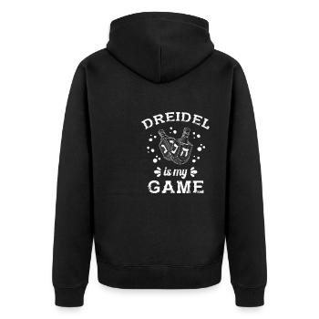Dreidel Hebräisch Juden Judentum Israel Thora - Unisex Premium Bio Zip Hoodie - Schwarz - Hinten - Nico (187cm)