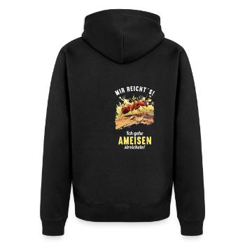 Ant Ameisen Ameise - Unisex Premium Bio Zip Hoodie - Schwarz - Hinten - Nico (187cm)