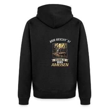 Ant Ameisen Ameise - Unisex Premium Bio Zip Hoodie - Schwarz - Hinten - Nico (187cm)