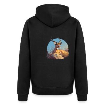 Antelope Antilopen Antilope - Unisex Premium Bio Zip Hoodie - Schwarz - Hinten - Nico (187cm)