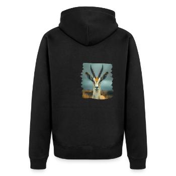 Antelope Antilopen Antilope - Unisex Premium Bio Zip Hoodie - Schwarz - Hinten - Nico (187cm)