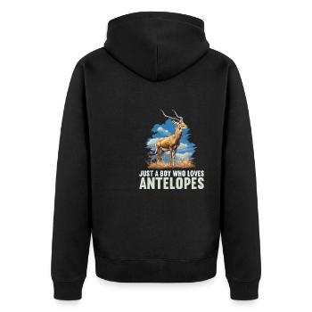 Antelope Antilopen Antilope - Unisex Premium Bio Zip Hoodie - Schwarz - Hinten - Nico (187cm)