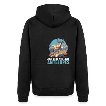 Antelope Antilopen Antilope - Unisex Premium Bio Zip Hoodie - Schwarz - Hinten - Nico (187cm)