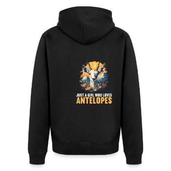 Antelope Antilopen Antilope - Unisex Premium Bio Zip Hoodie - Schwarz - Hinten - Nico (187cm)