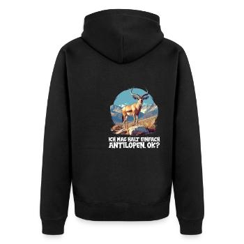 Antelope Antilopen Antilope - Unisex Premium Bio Zip Hoodie - Schwarz - Hinten - Nico (187cm)