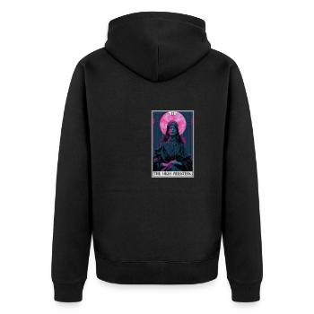 Carte de tarot La Grande Prêtresse La Grande Prêtresse - Veste à capuche bio Premium Unisexe - noir - Dos - Nico (187cm)