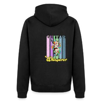 Musikrock Metall Band Einhorn Regenbogen - Unisex Premium Bio Zip Hoodie - Schwarz - Hinten - Nico (187cm)