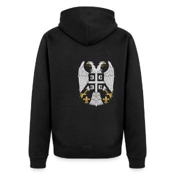 Serbe Serbien Adler Balkan Urlaub National Herkunf - Unisex Premium Bio Zip Hoodie - Schwarz - Hinten - Nico (187cm)