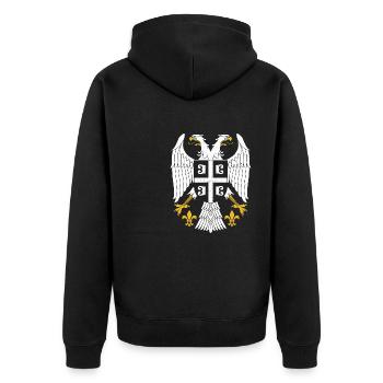 Serbe Serbien Adler Balkan Urlaub National Herkunf - Unisex Premium Bio Zip Hoodie - Schwarz - Hinten - Nico (187cm)
