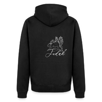 Rastafari Kultur Christentum Rasta Löwe von Juda - Unisex Premium Bio Zip Hoodie - Schwarz - Hinten - Nico (187cm)