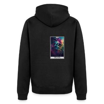 Tarotkarten Tarotkarte Death Tod - Unisex Premium Bio Zip Hoodie - Schwarz - Hinten - Nico (187cm)