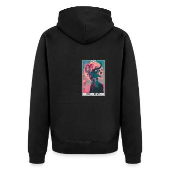Tarotkarten Tarotkarte The Devil Der Teufel - Unisex Premium Bio Zip Hoodie - Schwarz - Hinten - Nico (187cm)