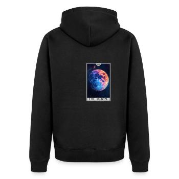 Tarotkarten Tarotkarte The Moon Der Mond - Unisex Premium Bio Zip Hoodie - Schwarz - Hinten - Nico (187cm)
