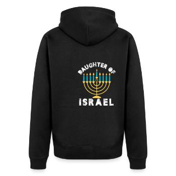 Daughter of Israel - Unisex Premium Bio Zip Hoodie - Schwarz - Hinten - Nico (187cm)