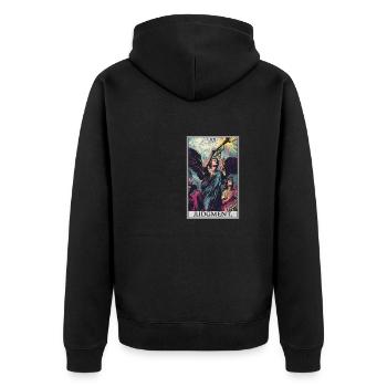 Tarotkarten Tarotkarte 20 Judgment Gericht - Unisex Premium Bio Zip Hoodie - Schwarz - Hinten - Nico (187cm)